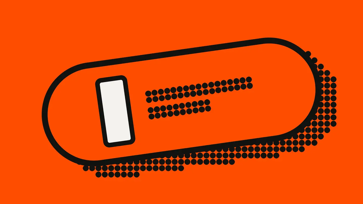 A black halftone input box on an orange-red background with a white text cursor inside it.