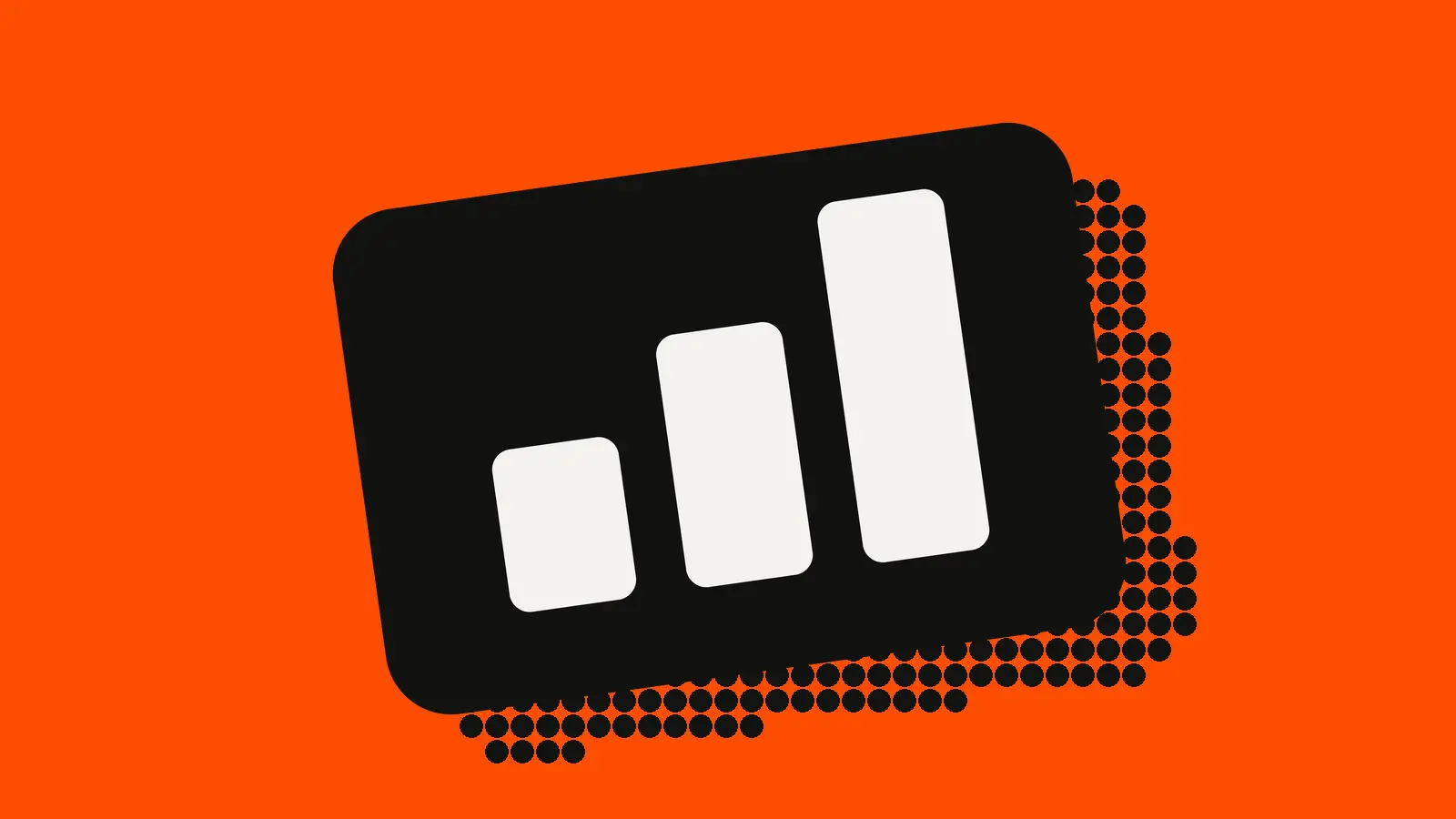 Three rising bars on an orange-red background, standing in for a conversion uplift.